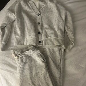Madewell Speckled Gray Button-Up Lounge Set